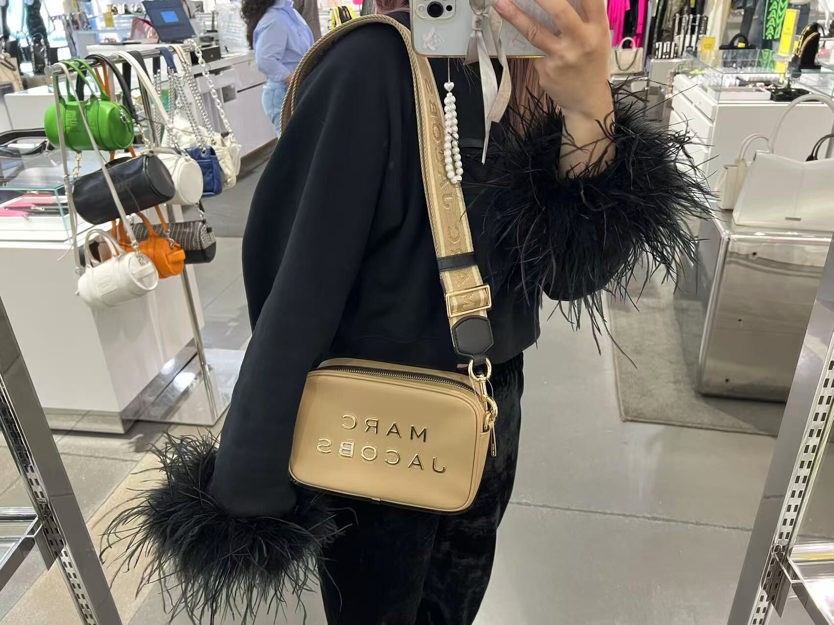 【現貨】Marc Jacobs G060615 金屬LOGO拼色粗帶相機包