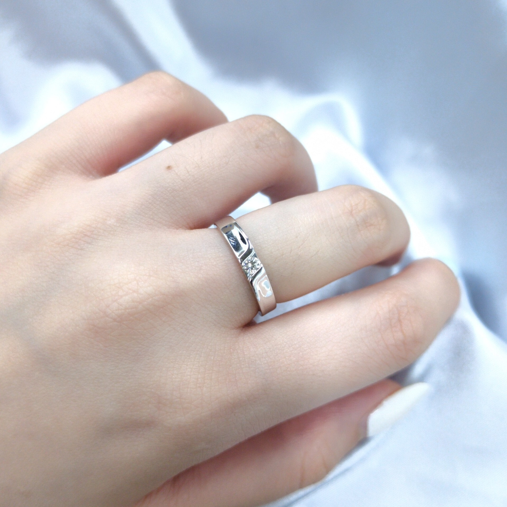 全新18K白金【單粒8份鑽石】戒指