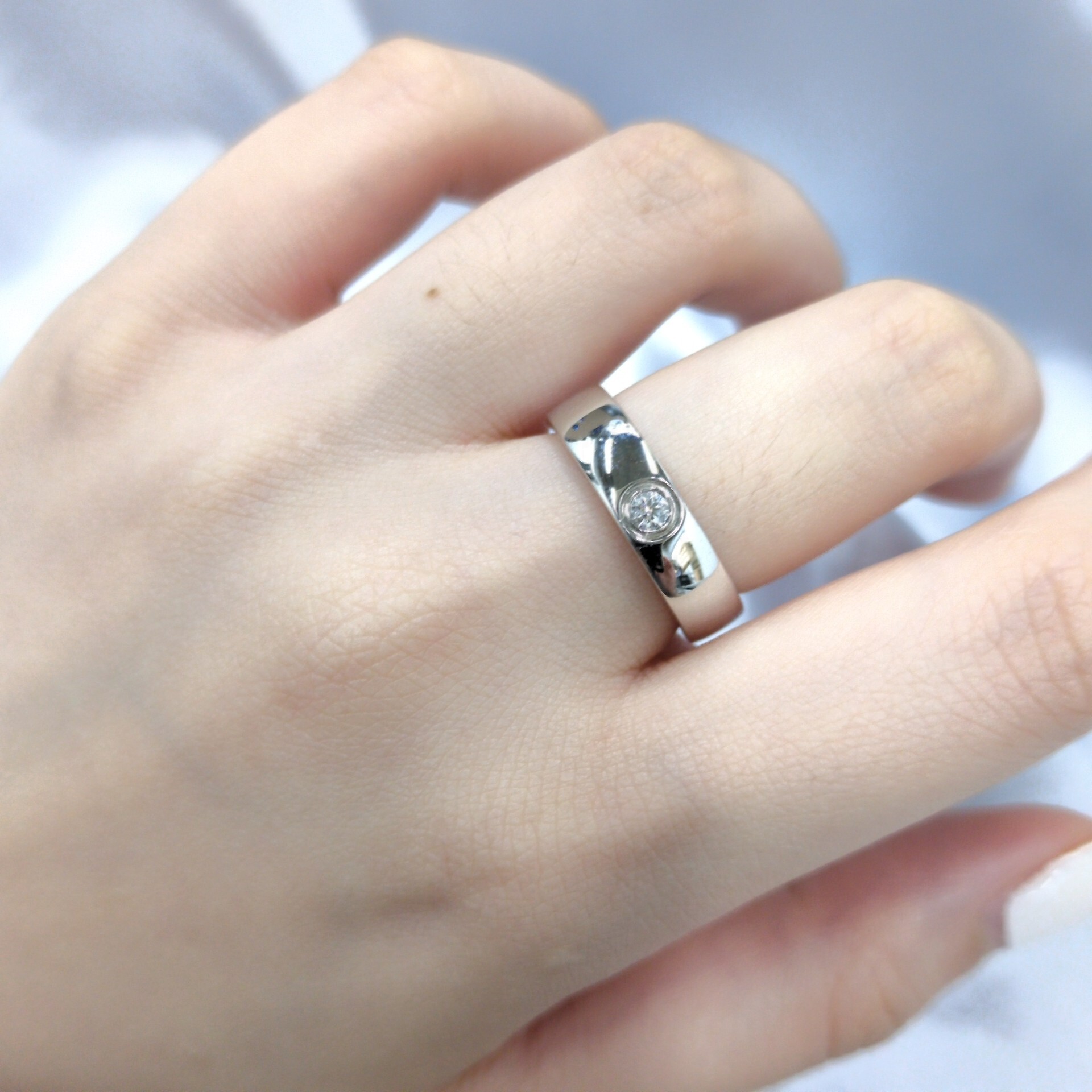 全新18K白金【單粒7份鑽石】戒指