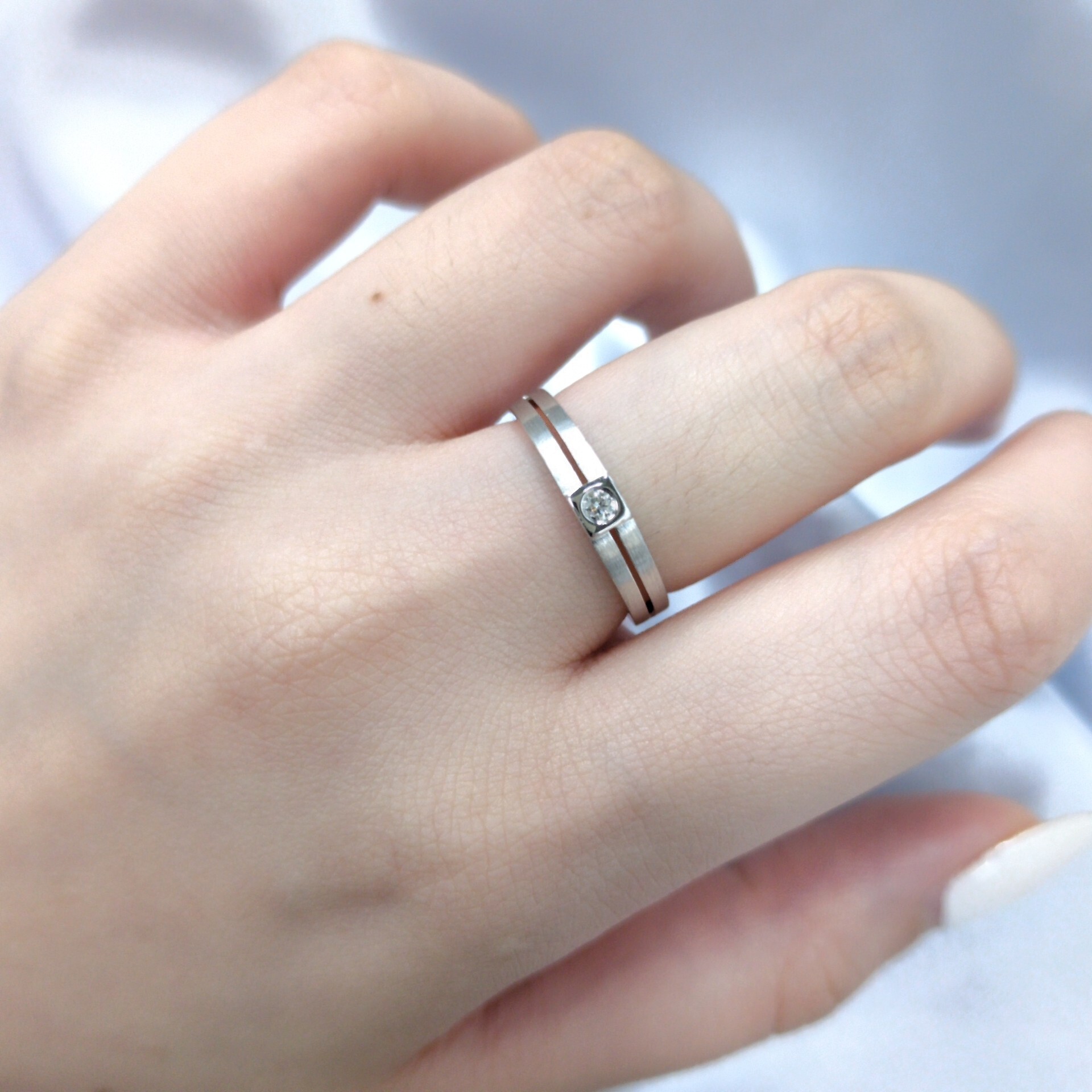 全新14K白金【單粒6份鑽石】戒指