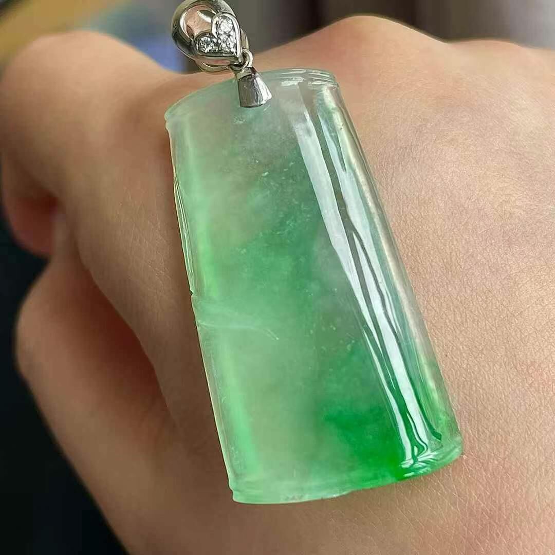 翡翠高冰綠竹節吊墜,天然翡翠A玉, 緬甸玉, Jade, Jadeite