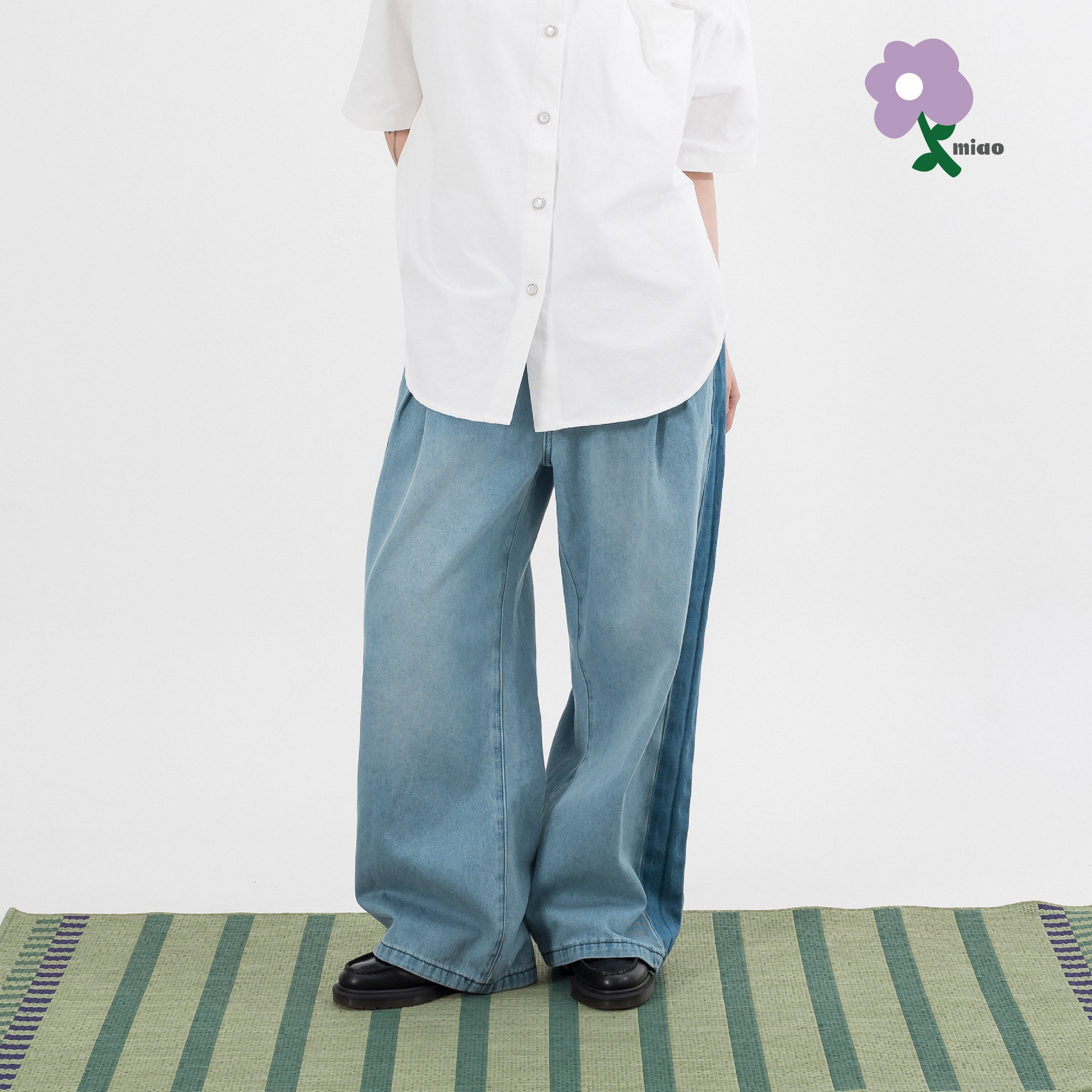 AGILITY MIAO Splicing Pleated Jeans 拼接 褶線 牛仔長褲 [M-D3]