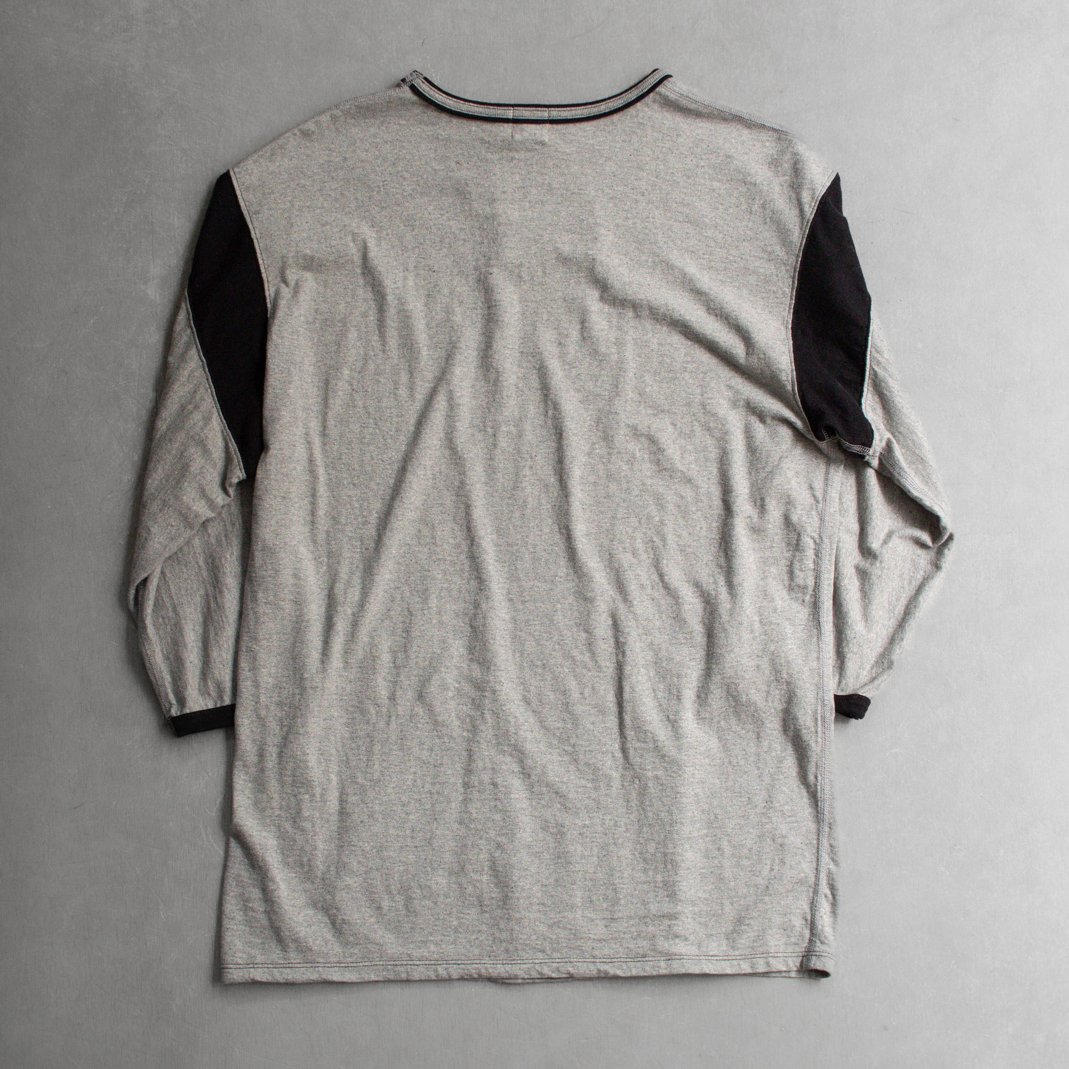 LOOP & WEFT SUPIMA 3/4 SLEEVE CREW 灰色 拼接 七分袖 美式足球 T恤