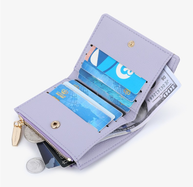 Textured Leather Compact Multi-slot Wallet