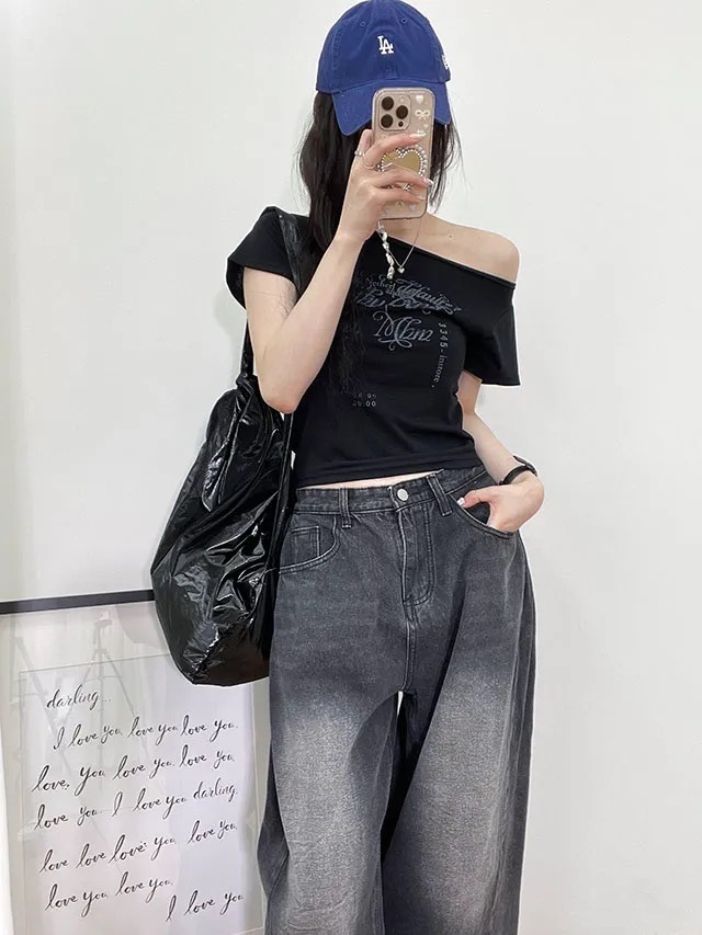 【優惠價預訂】韓國薄款印花寬領短袖TEE（3色）