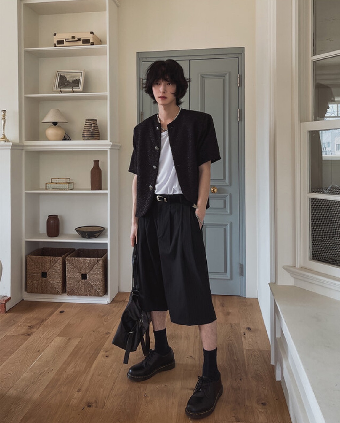 粗花呢短袖夾克