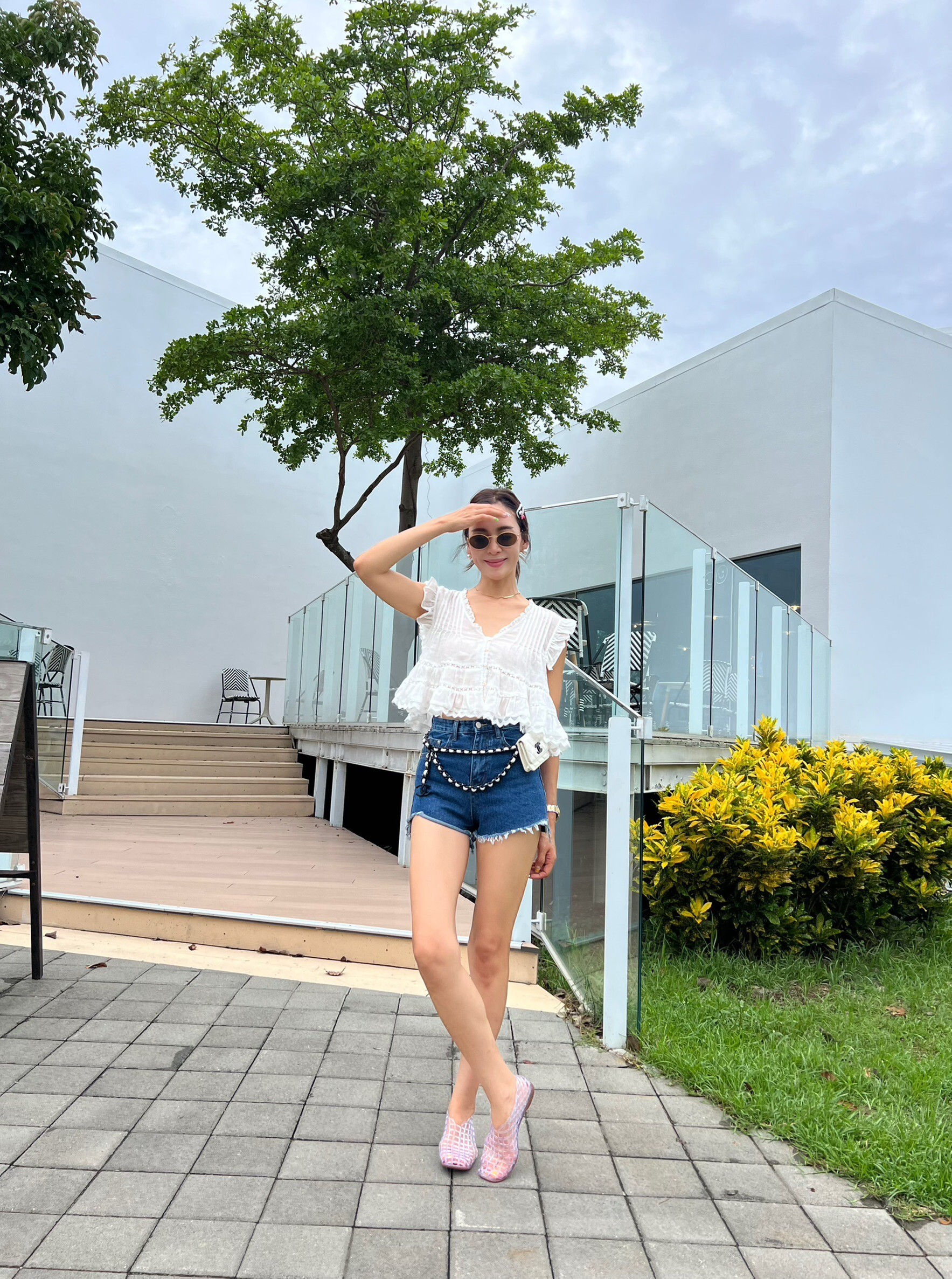 100%棉麻荷葉邊娃娃上衣