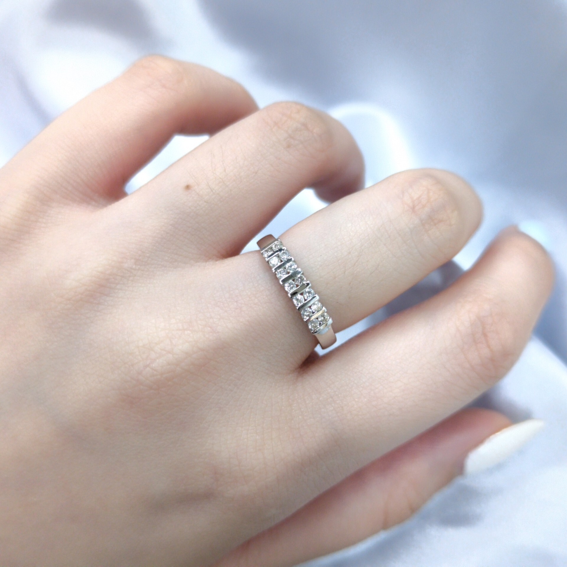 全新18K白金21份鑽石戒指