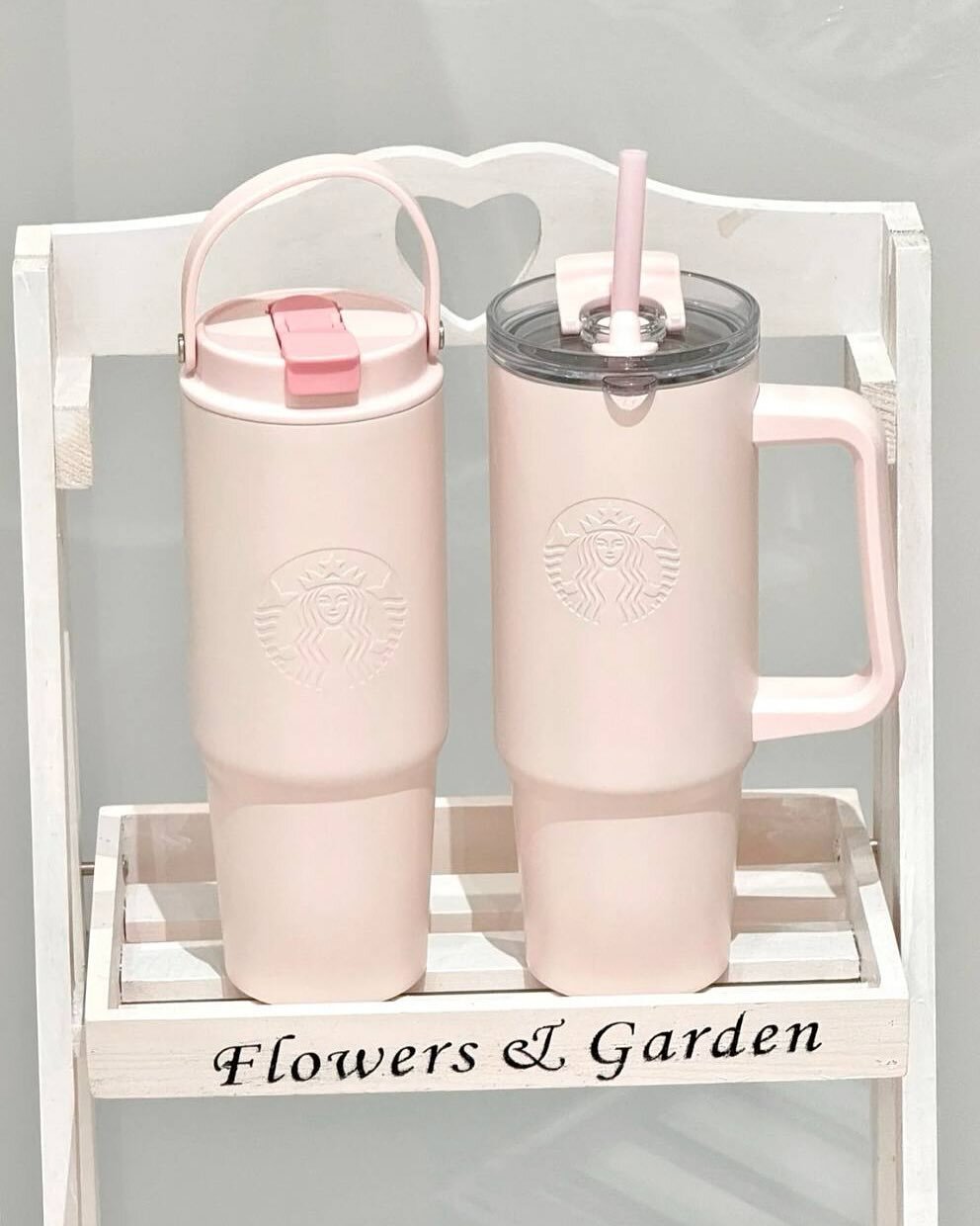 STARBUCKS 星巴克 大容量 粉色 不鏽鋼 吸管杯 900ML