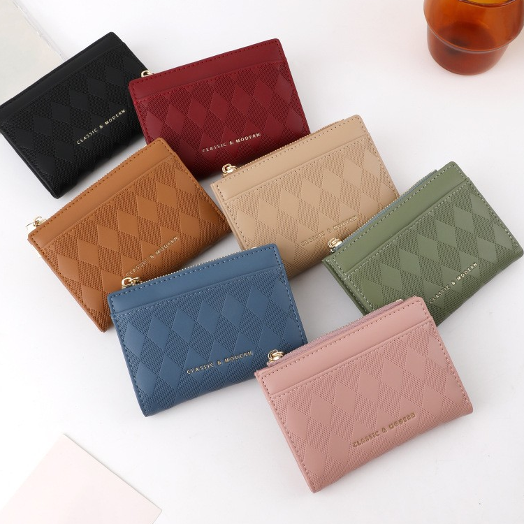 Geometric Diamond Print Zip Short Wallet