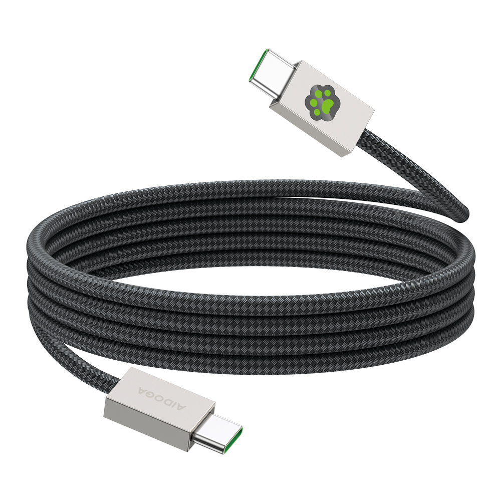 AIDOGA 艾迪伽 毛孩腳印 雙Type-C/PD充電線傳輸線快充線 LED呼吸燈 KevFur系列 1.2M