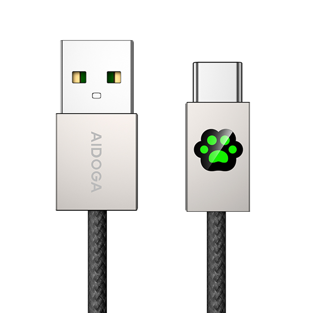 AIDOGA 艾迪伽 Type-C充電線傳輸線快充線 LED呼吸燈 毛孩腳印 KevFur系列 1.2M