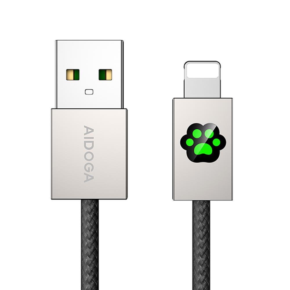 AIDOGA 艾迪伽 iPhone/Lightning充電線傳輸線快充線 LED呼吸燈 毛孩腳印 KevFur系列 1.2M