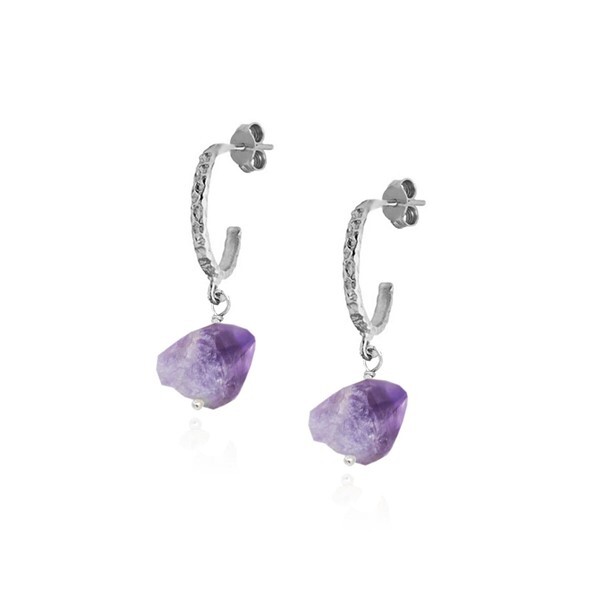 1HM0602-320 HERMINA ATHENS Myrtilo Hammered Hoops Sterling Silver (A-EU-E)