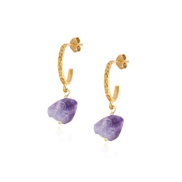 1HM0602-321 HERMINA ATHENS Myrtilo Hammered Hoops Gold Plated (A-EU-E)