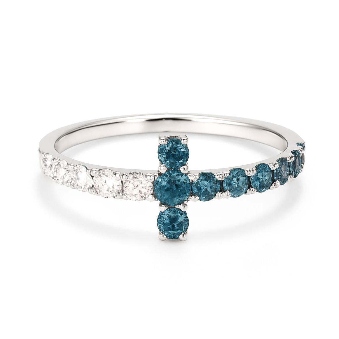 18K白金 實驗室培育藍鑽石戒指