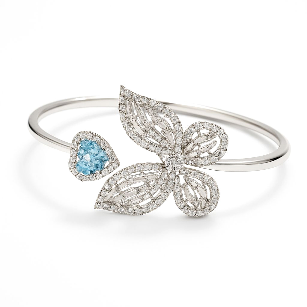 18K白金 實驗室培育藍鑽石手鈪