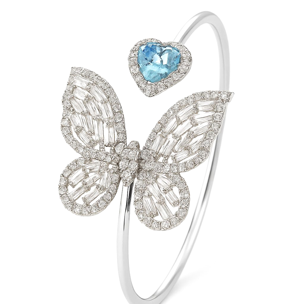 18K白金 實驗室培育藍鑽石手鈪