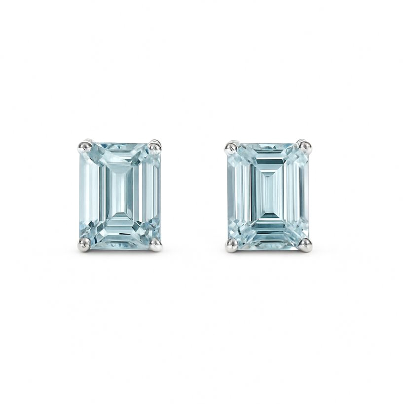 18K白金 實驗室培育藍鑽石耳環