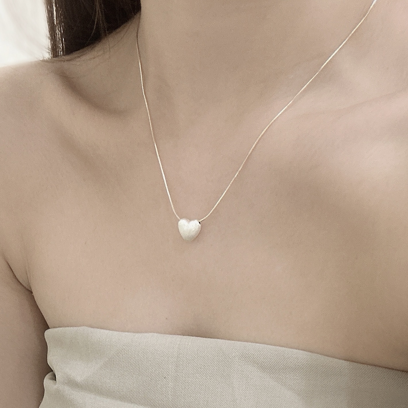 D32細鍊拉絲愛心頸鏈