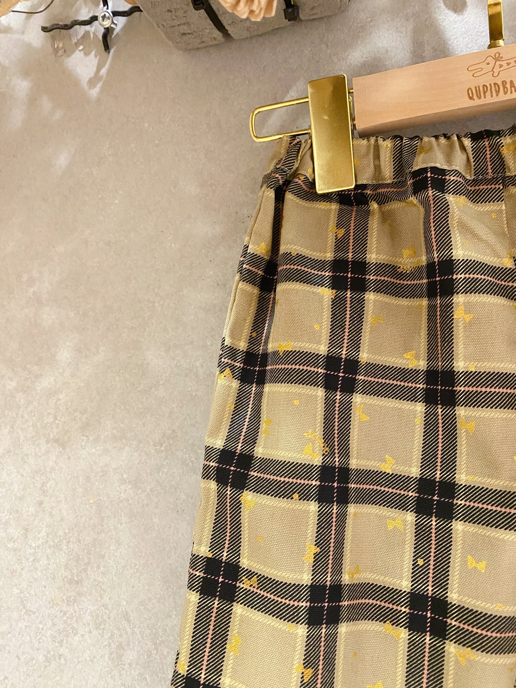 燙金格子蝴蝶結 九分寬褲 (90)