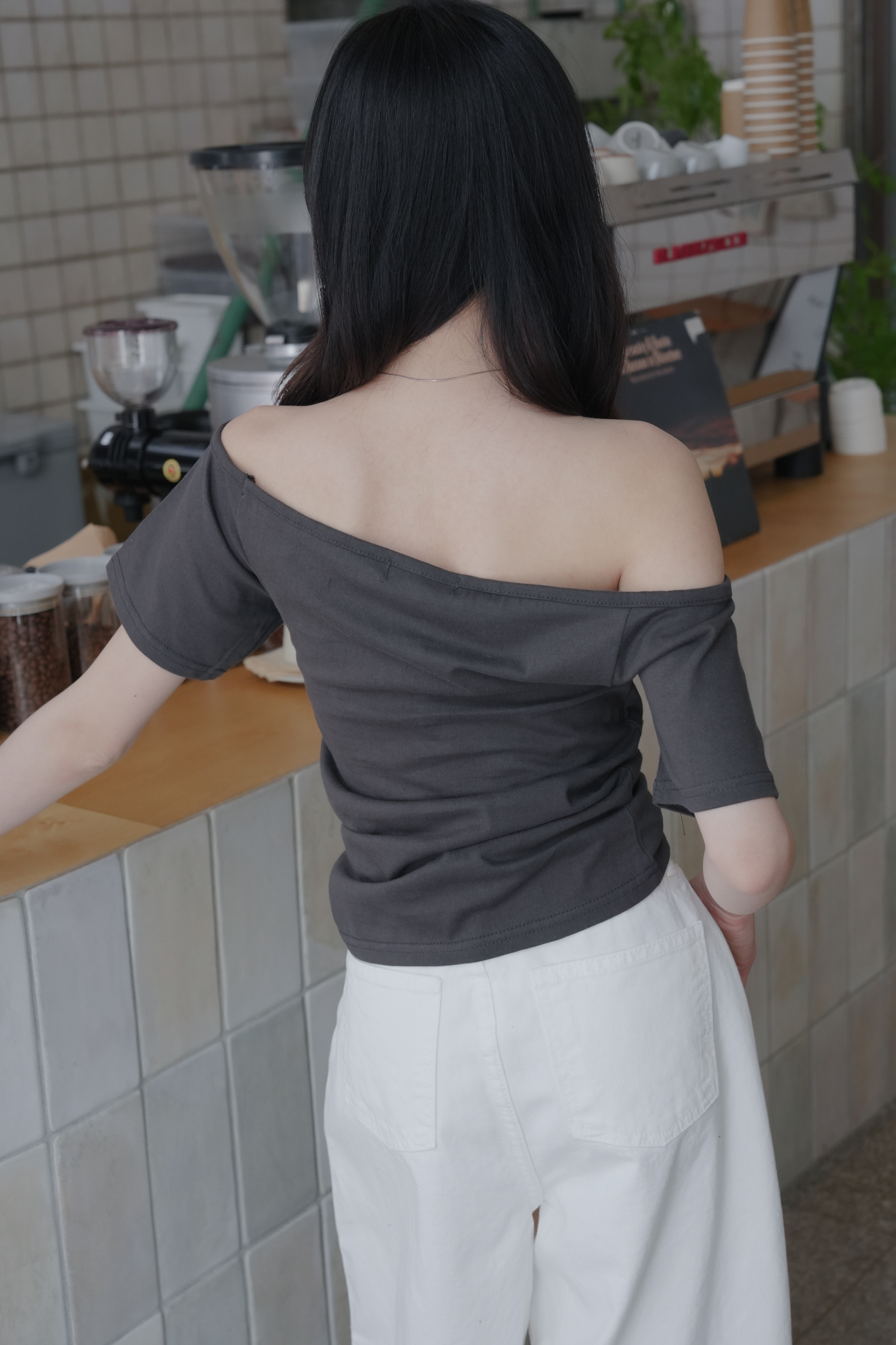 【Discount】Houston Off-Shoulder Tee #上衣