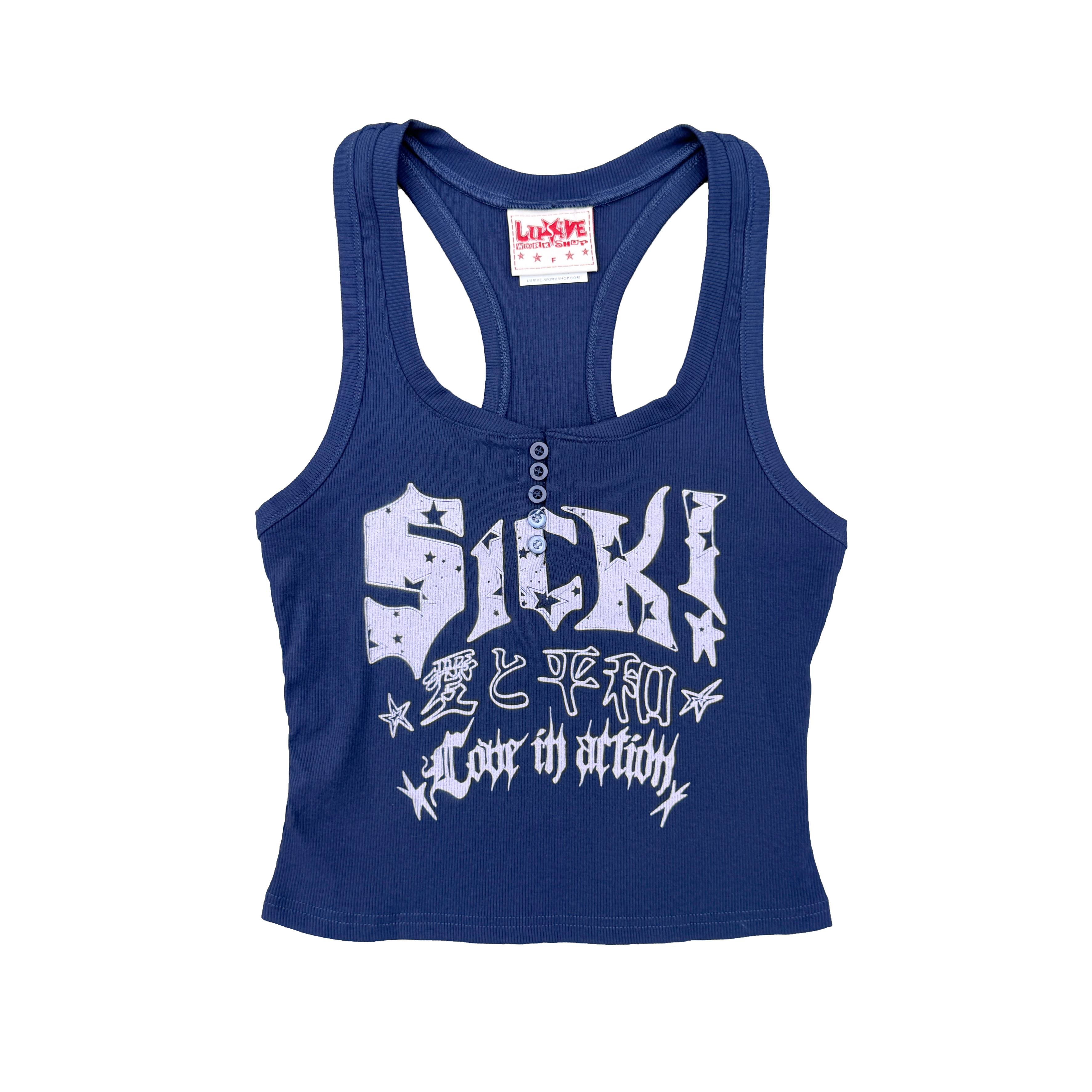 LUVSIVE WORKSHOP Saved by life swing collar tank - Navy