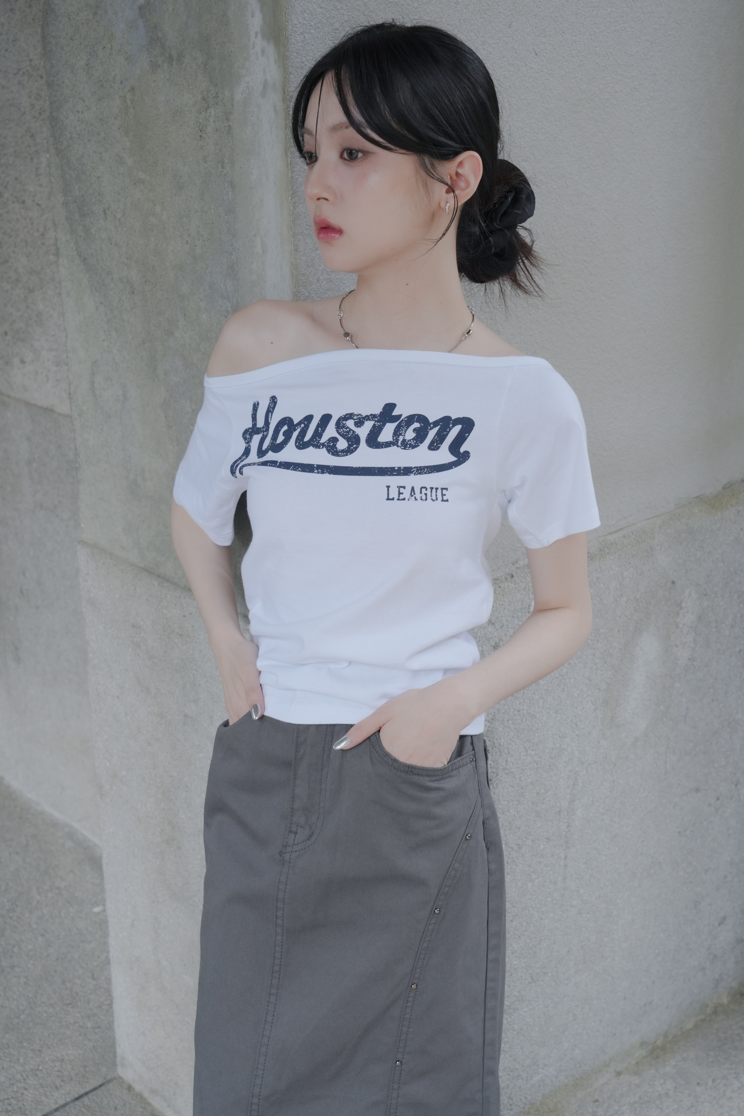 【Discount】Houston Off-Shoulder Tee #上衣