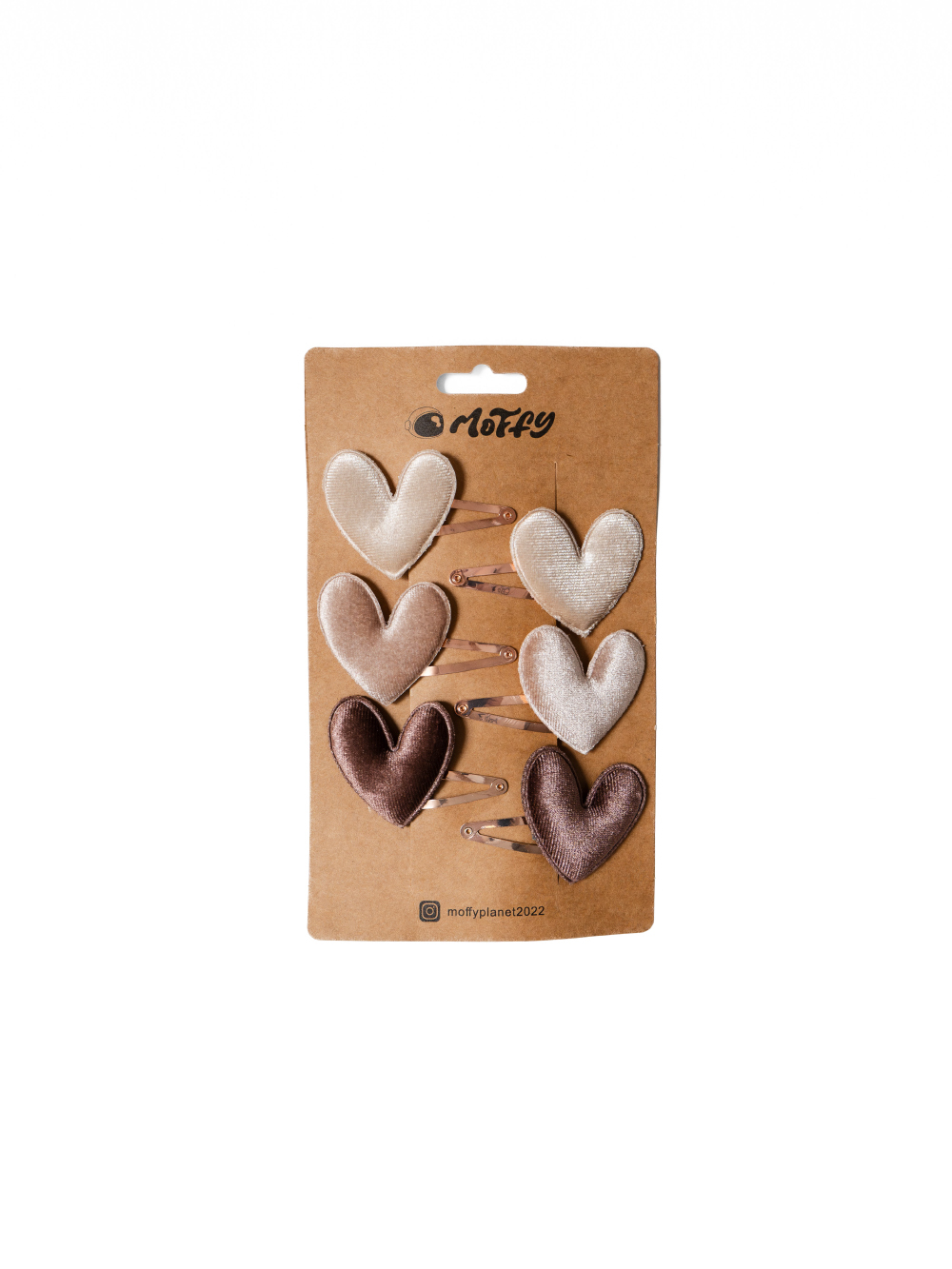 髮夾六件組《愛心旋律》奶油可可色系