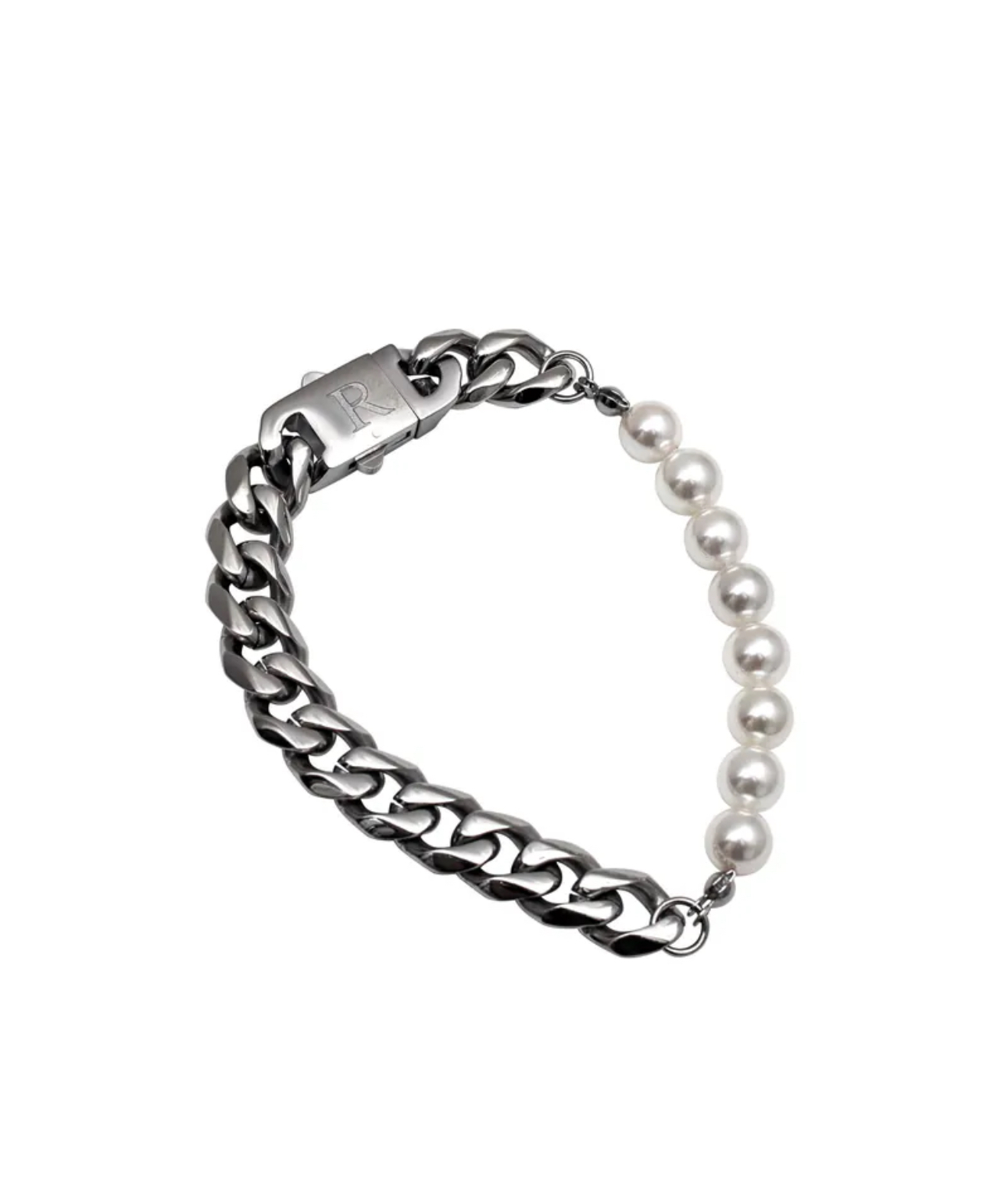 RECOVERY 9MM珍珠斜邊粗扁手環