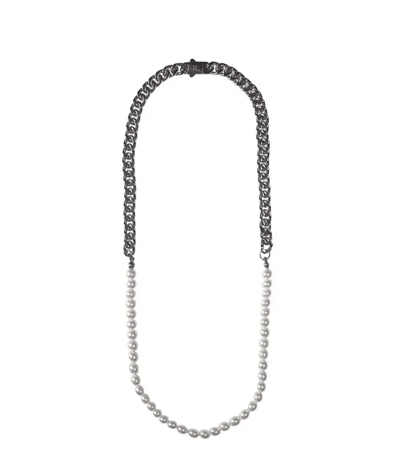 RECOVERY 6MM珍珠斜邊粗扁鍊 (亮銀)