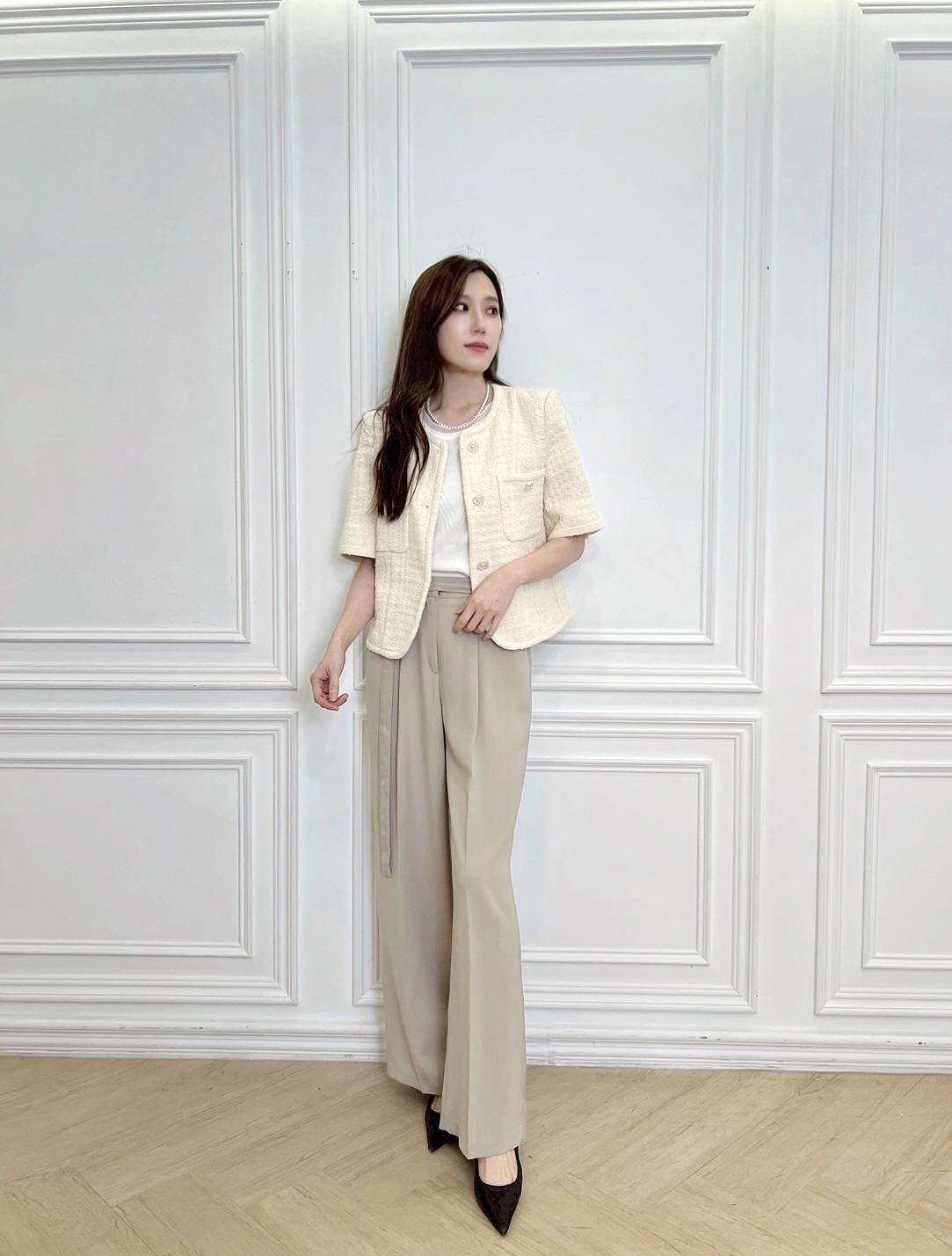 織紋銀釦廂型外套