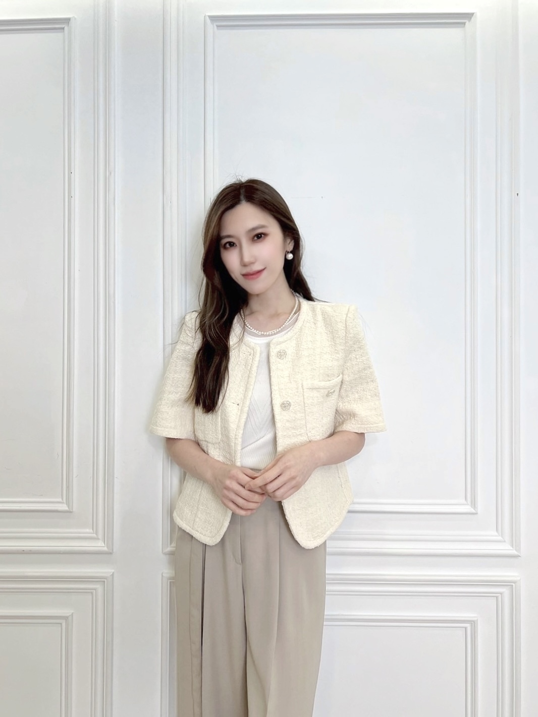 織紋銀釦廂型外套