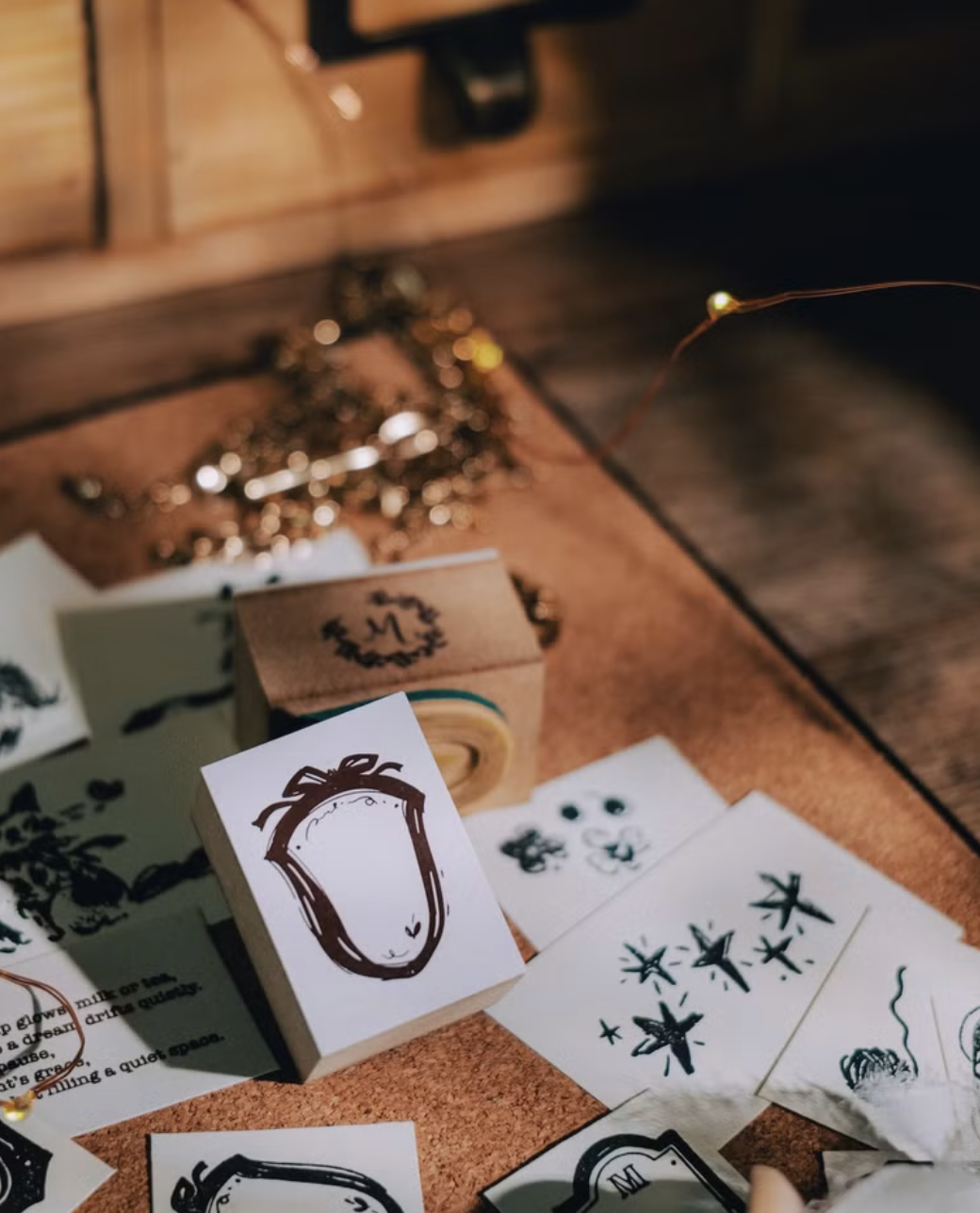 喵大 Meow illustration | 收藏家M先生 - 蝴蝶結盾牌 壓縮木印章