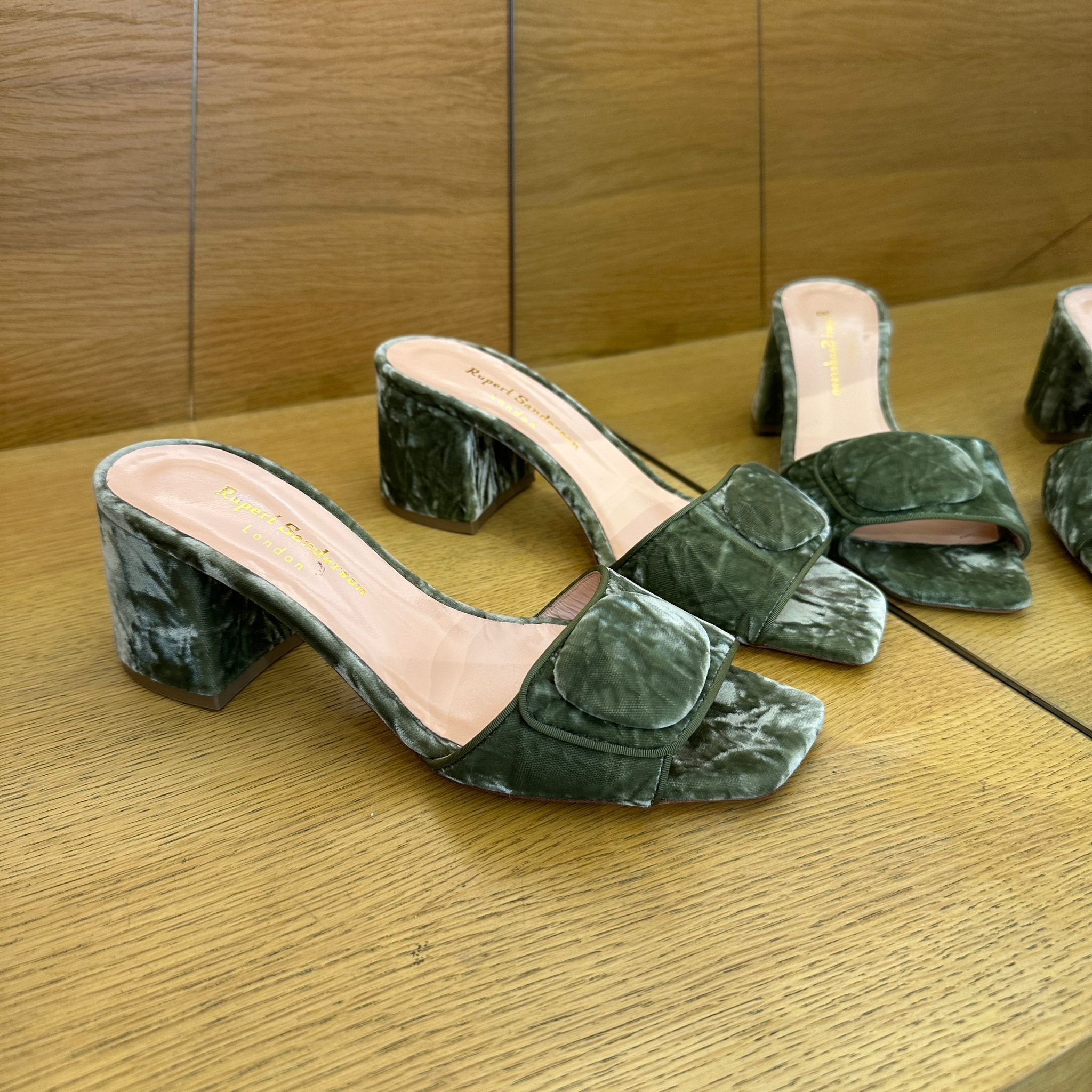 Rupert Sanderson RS Harper Velvet Avocado green