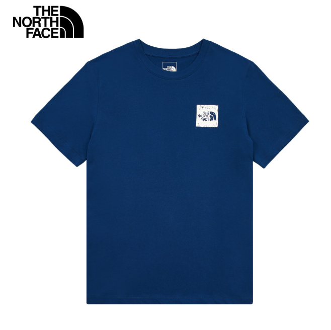 The North Face 北面 男女短袖T恤 藍色 Box Logo 印花上衣 | Unisex Graphic Tee 戶外休閒潮T  JUN25