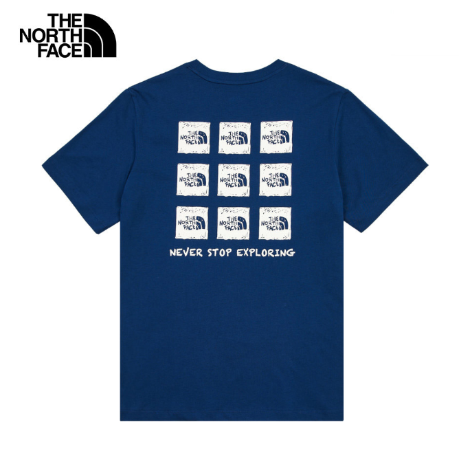 The North Face 北面 男女短袖T恤 藍色 Box Logo 印花上衣 | Unisex Graphic Tee 戶外休閒潮T  JUN25