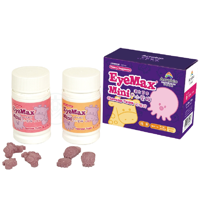 昇橋健康Acrobio 新小愛眸咀嚼錠 EyeMax®Mini  60錠 漢方草本 藻紅素 花青素 乳酸ABC