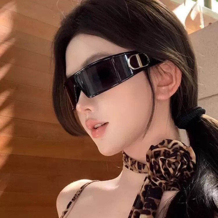 Spring Headband-Style Futuristic Curved Sunglasses