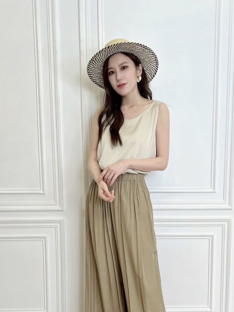 (夏日涼爽)輕薄滑布寬褲