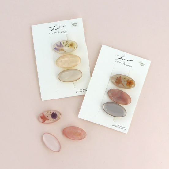 [日本制] 乾花橢圓形髮夾SET