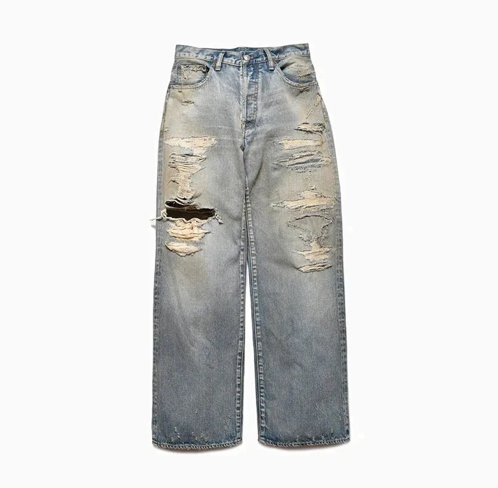MINEDENIM W.STRAIGHT 5 POCKET USS DAMAGED JEANS - PRE ORDER ITEM (預訂中)