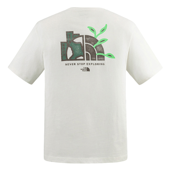 The North Face 北面 男女同款 白色印花短袖T恤 SAME PLANET | 環保主題 潮流圖案上衣 Unisex Graphic Tee  JUN25