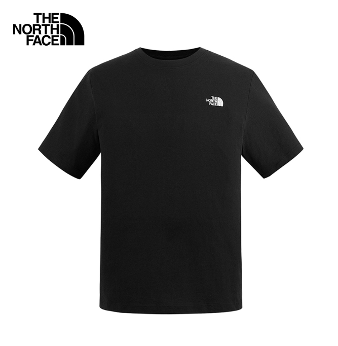 The North Face 北面 男女同款 色印花短袖T恤 SAME PLANET | 環保主題 潮流圖案上衣 Unisex Graphic Tee黑  JUN25