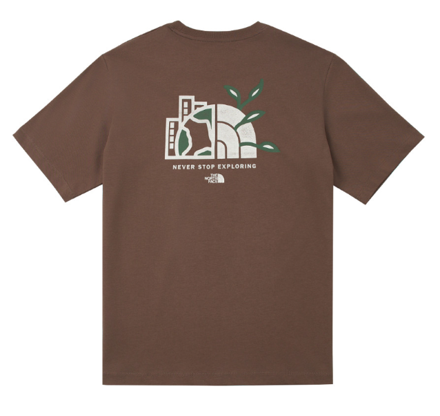 The North Face 北面 男女同款 色印花短袖T恤 SAME PLANET | 環保主題 潮流圖案上衣 Unisex Graphic Tee 咖啡色  JUN25