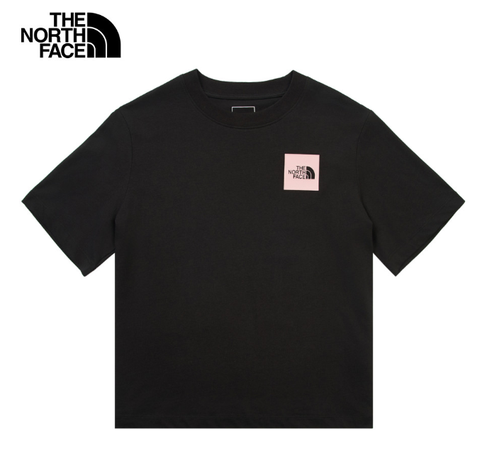 The North Face 北面 女款 黑色短袖T恤 MTN BOX LOGO | 潮流印花 上衣 戶外風格 Graphic Tee  JUN25