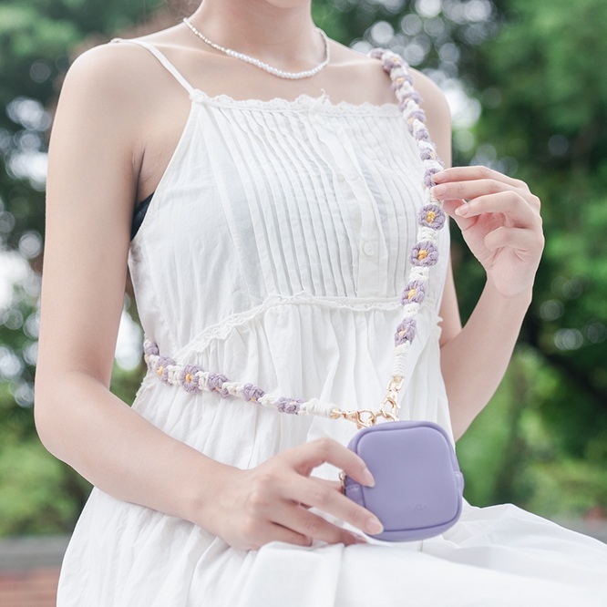 ekax 手工編織花花背帶頸掛繩