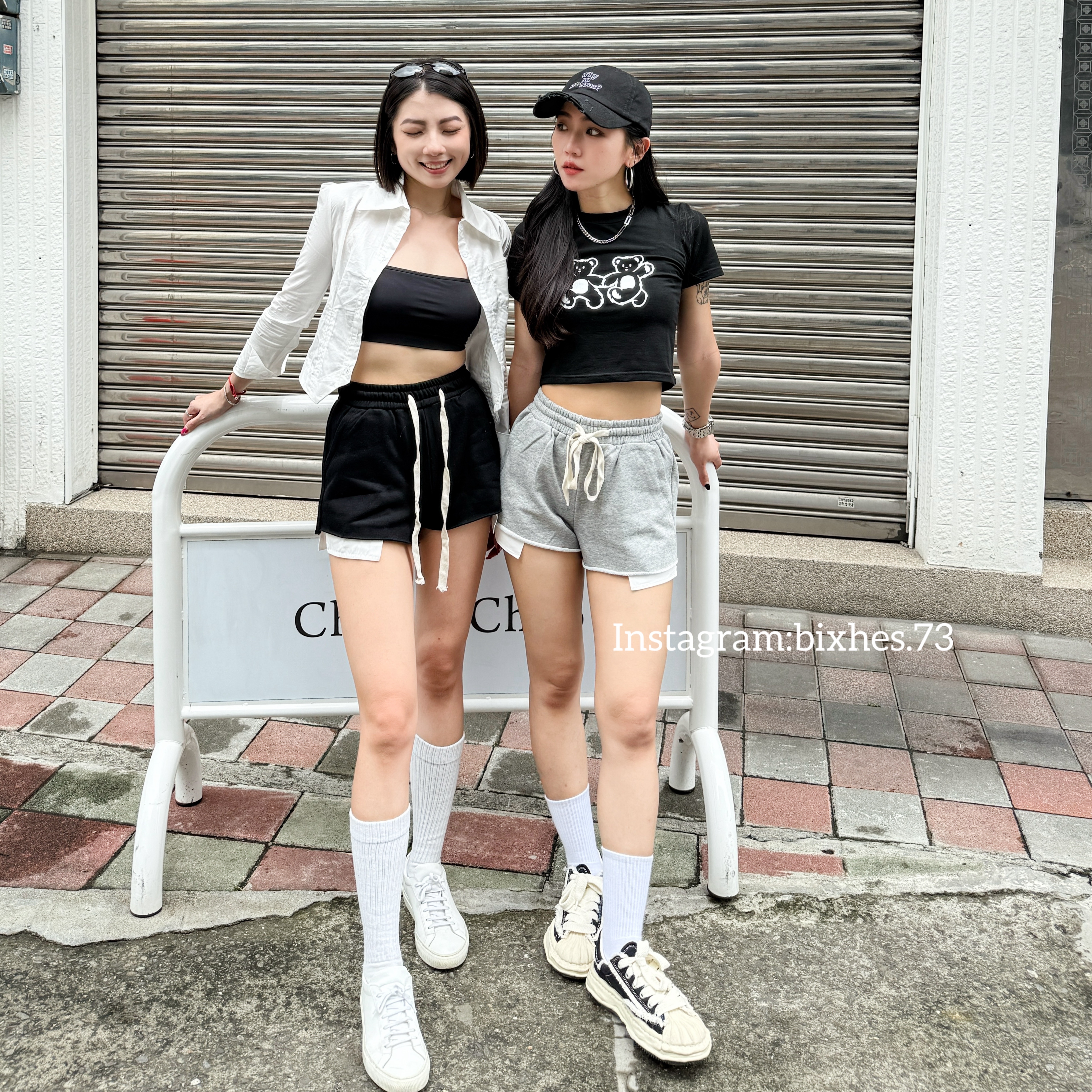 美式拼接毛邊棉褲裙(D00053)