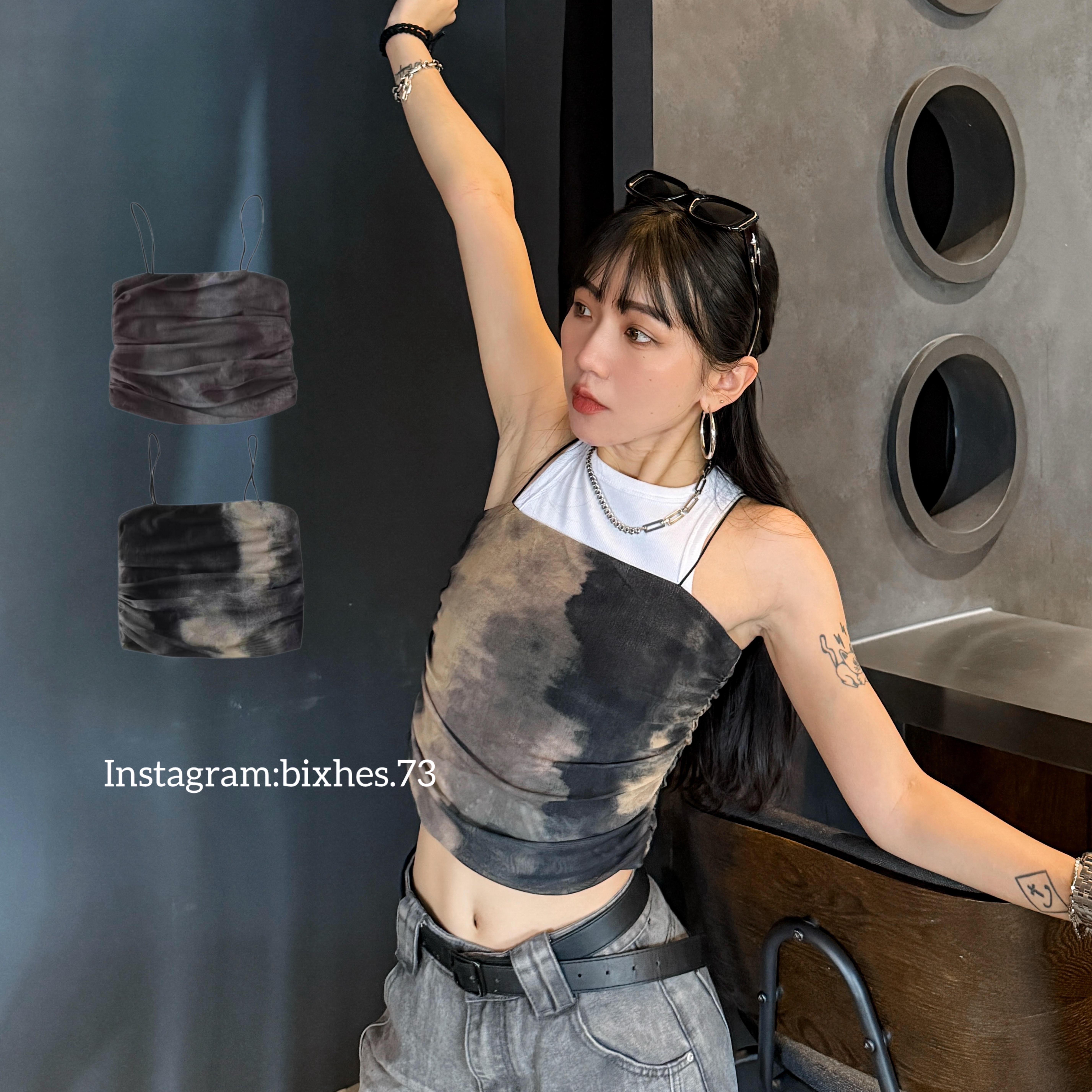 高級感網紗細肩渲染背心(C00090)