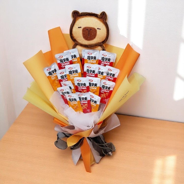 魔芋爽花束,小學生最愛的零食,零食花束,Spicy Shredded Konjak in Vinegar-snack-bouquet